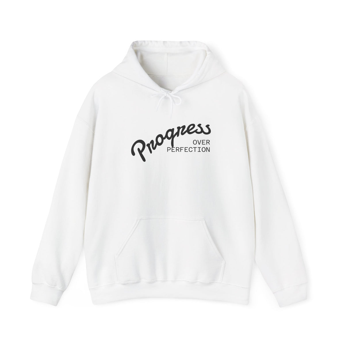 Progress Over Perfection Hoodie — Motivational Graphic Hooded Sweatshirt