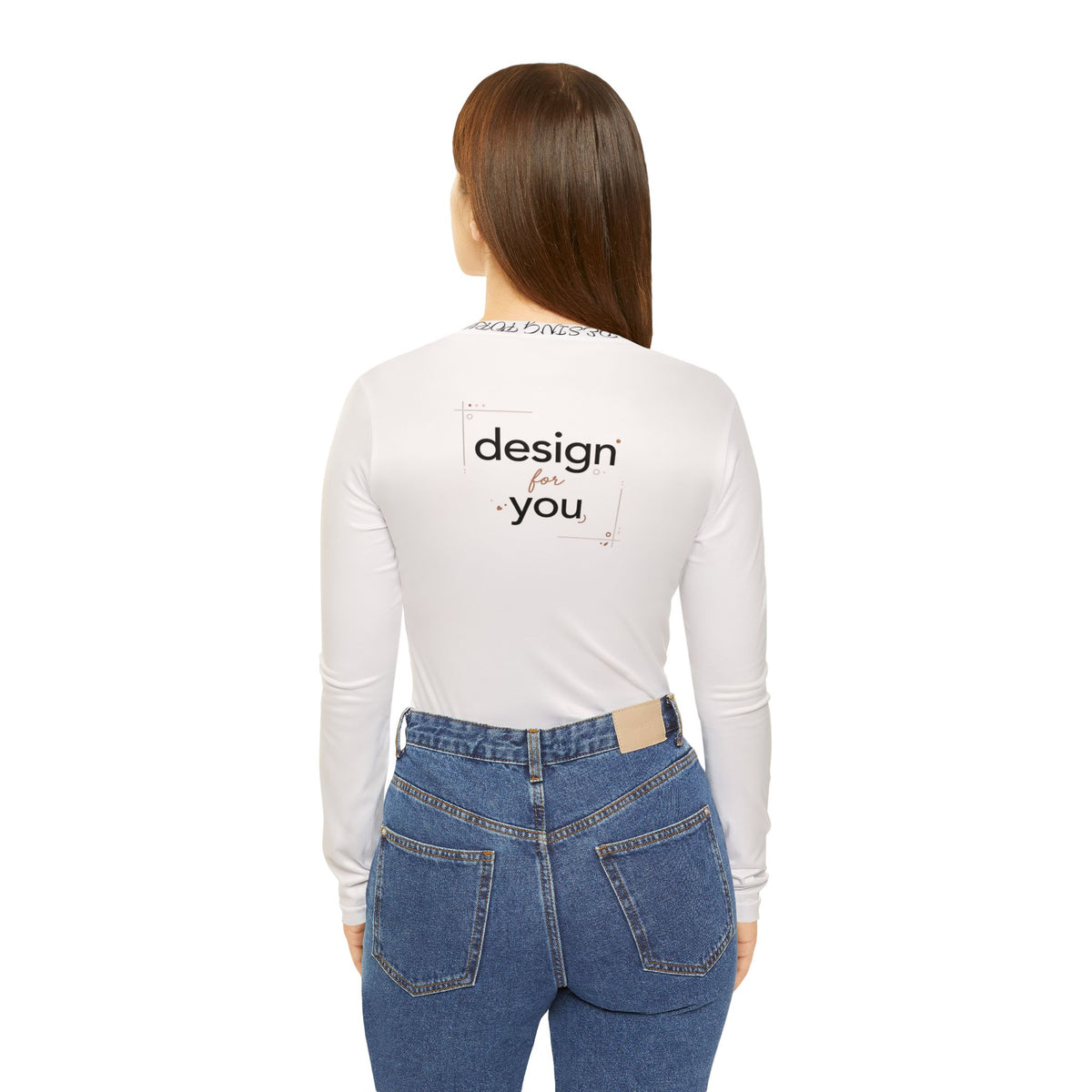 Women’s V-Neck Long Sleeve Shirt – Minimal ‘Fineartorg’ Front, ‘design for you’ Back