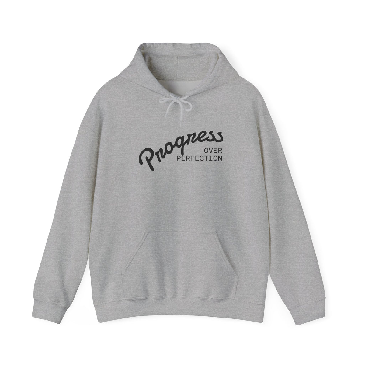Progress Over Perfection Hoodie — Motivational Graphic Hooded Sweatshirt