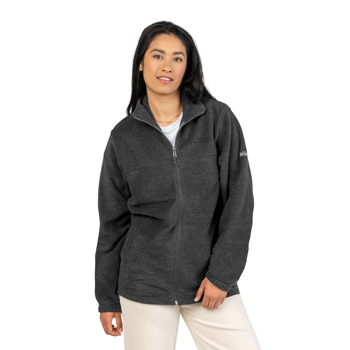 Embroidered Columbia Fleece Jacket — Cozy Zip-Up Outerwear