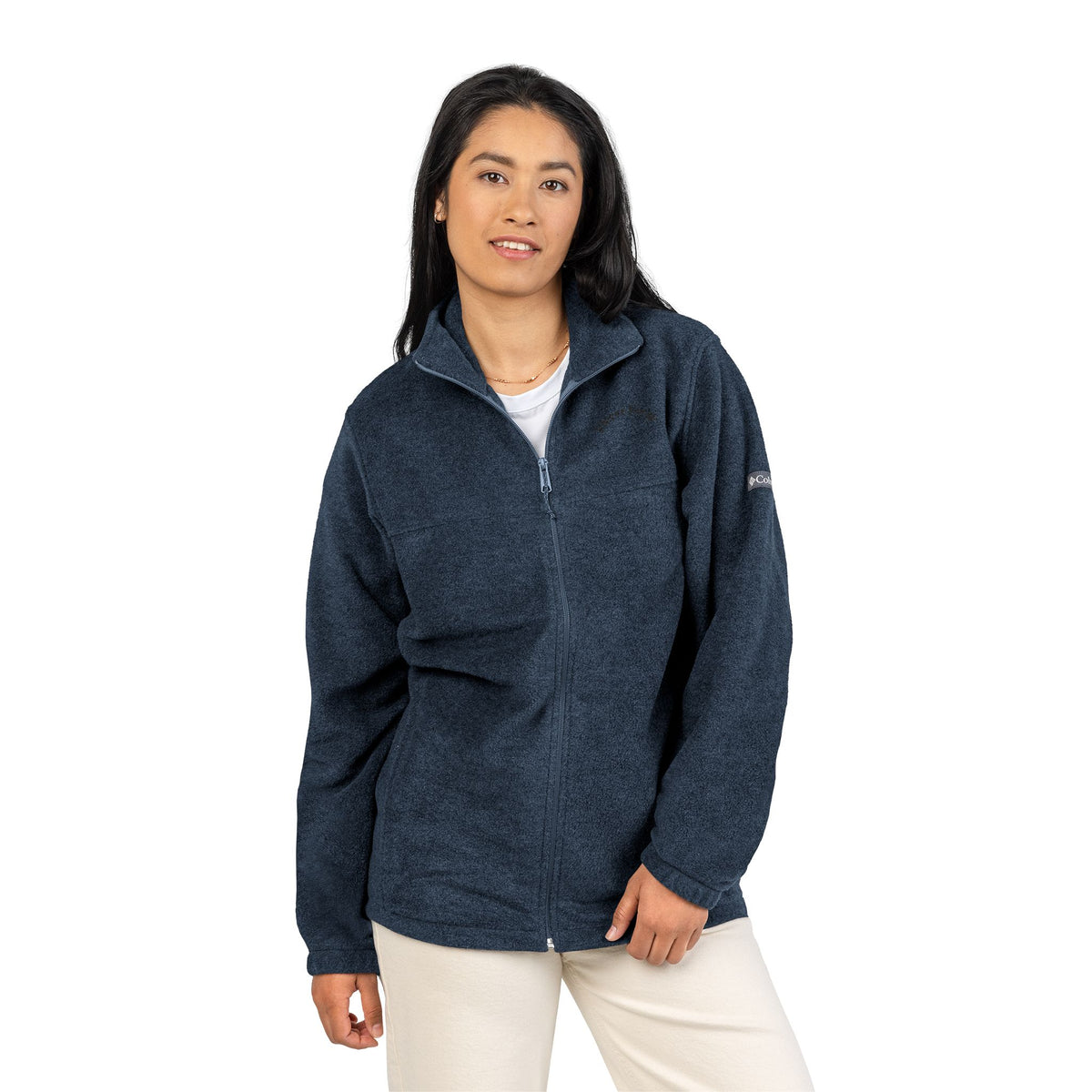 Embroidered Columbia Fleece Jacket — Classic Charcoal Zip-Up