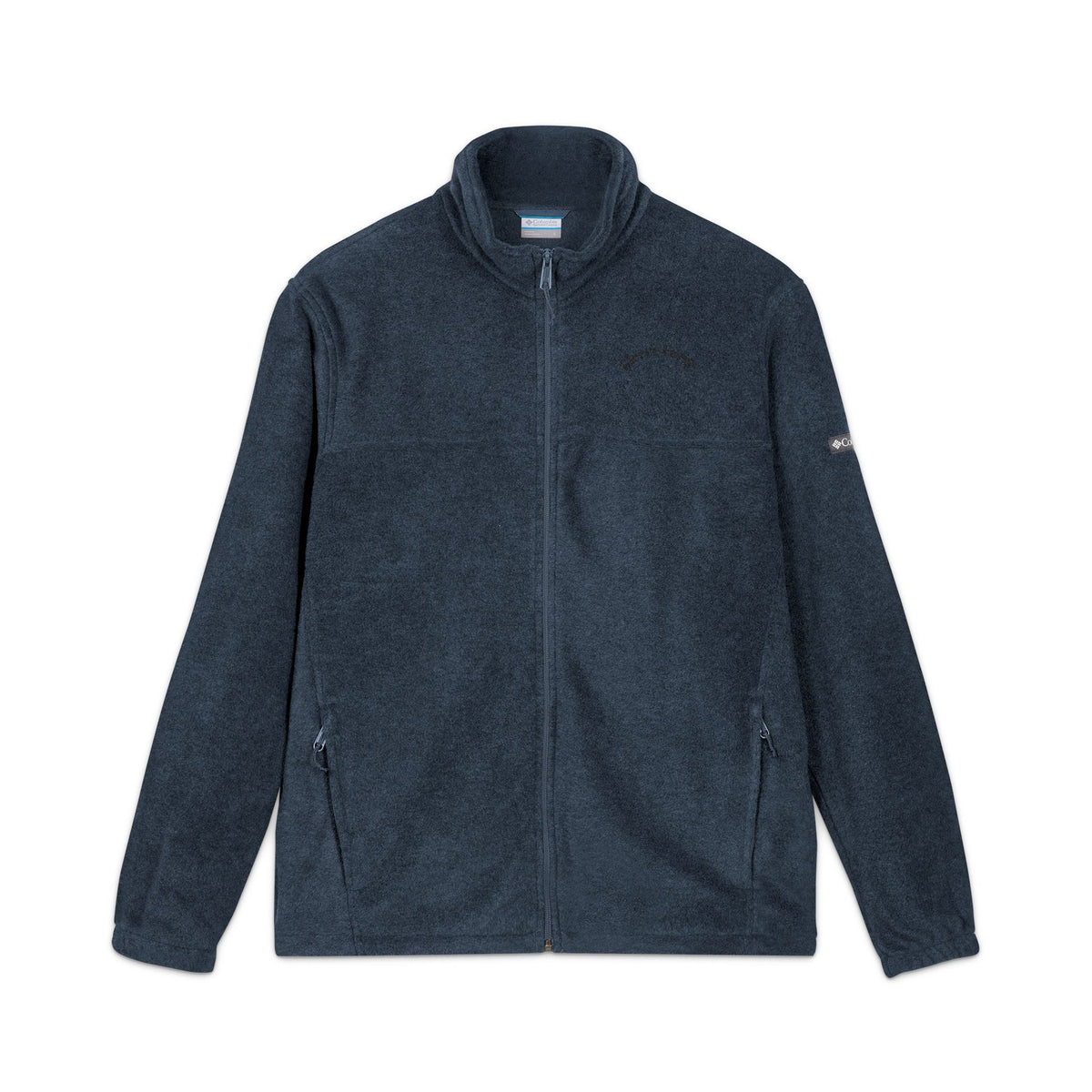 Embroidered Columbia Fleece Jacket — Classic Charcoal Zip-Up