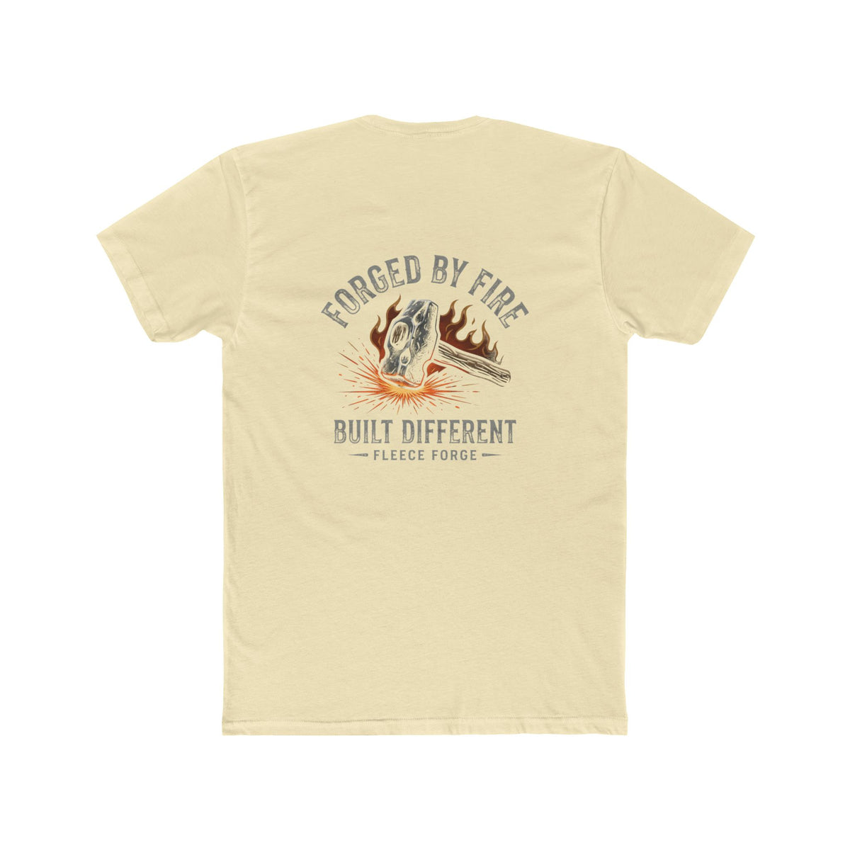 Forged By Fire Crew Tee — "Built Different" Chest & Back Graphic Tee