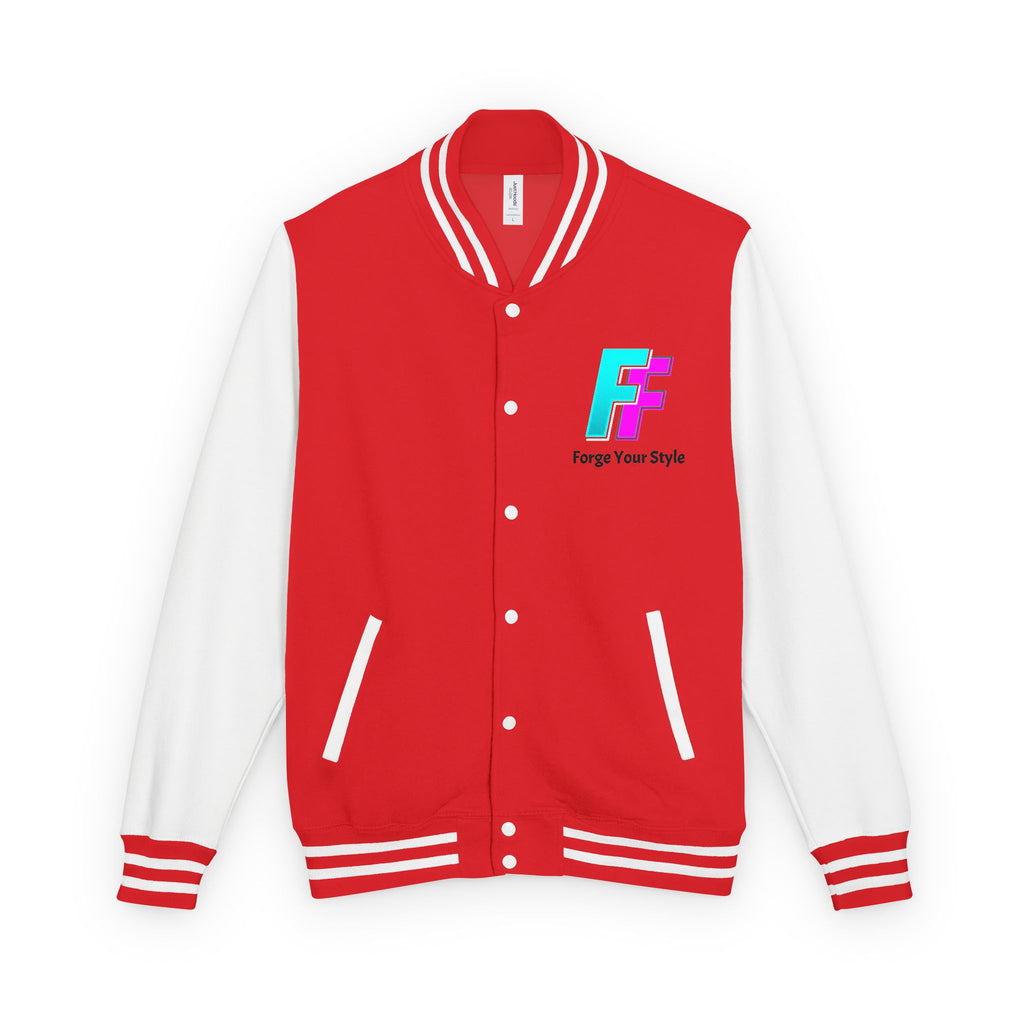 Letterman Jacket — 'Fleece Forge' Red & White Varsity Jacket