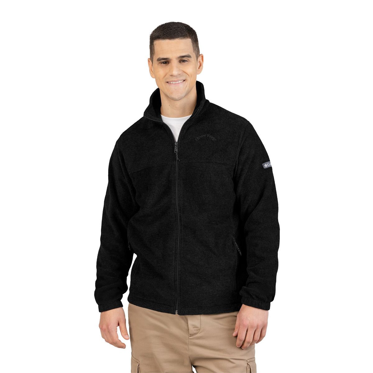 Embroidered Columbia Fleece Jacket — Classic Charcoal Zip-Up