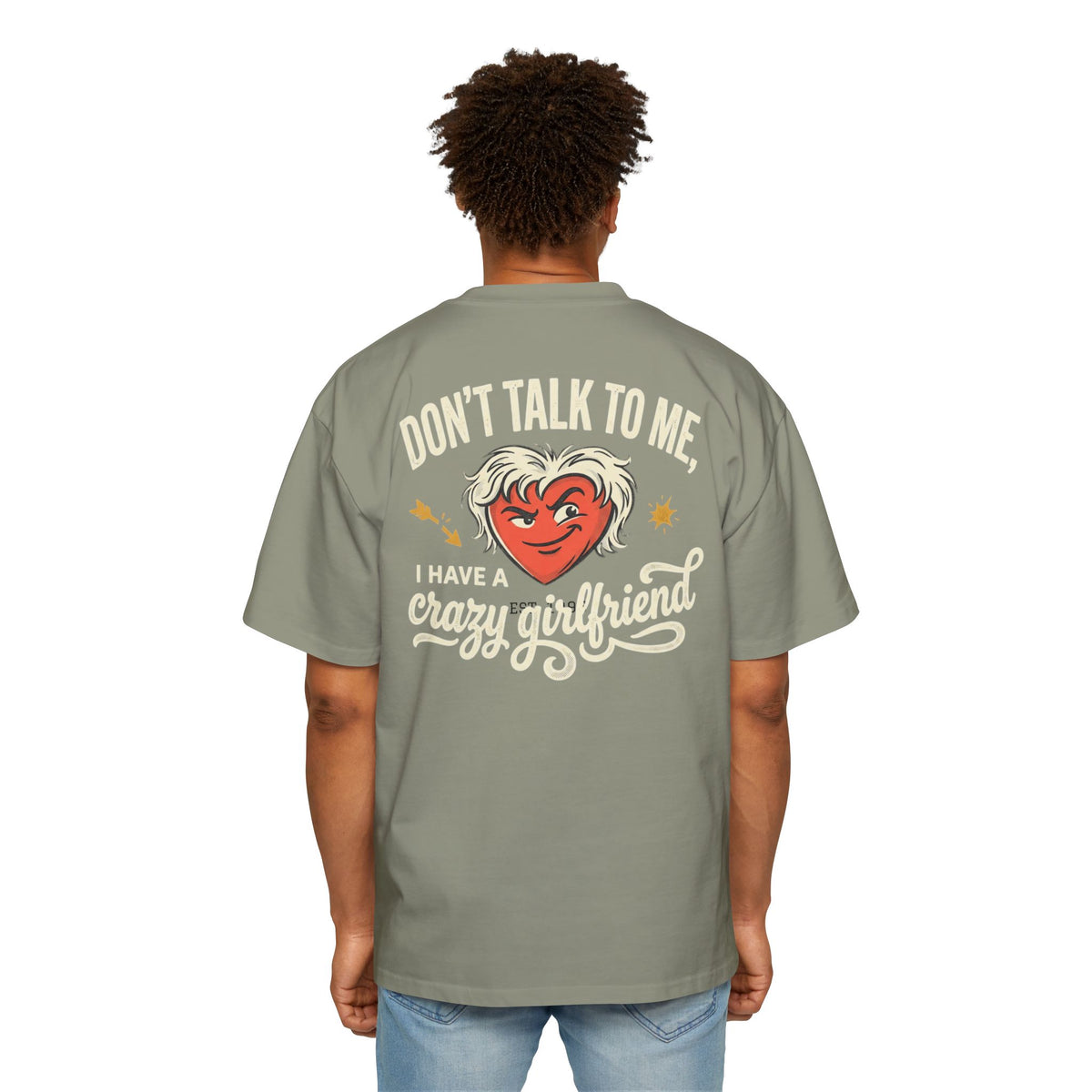 Oversized Tee — "Don't Talk To Me, Cupid's Off Duty" Graphic Shirt