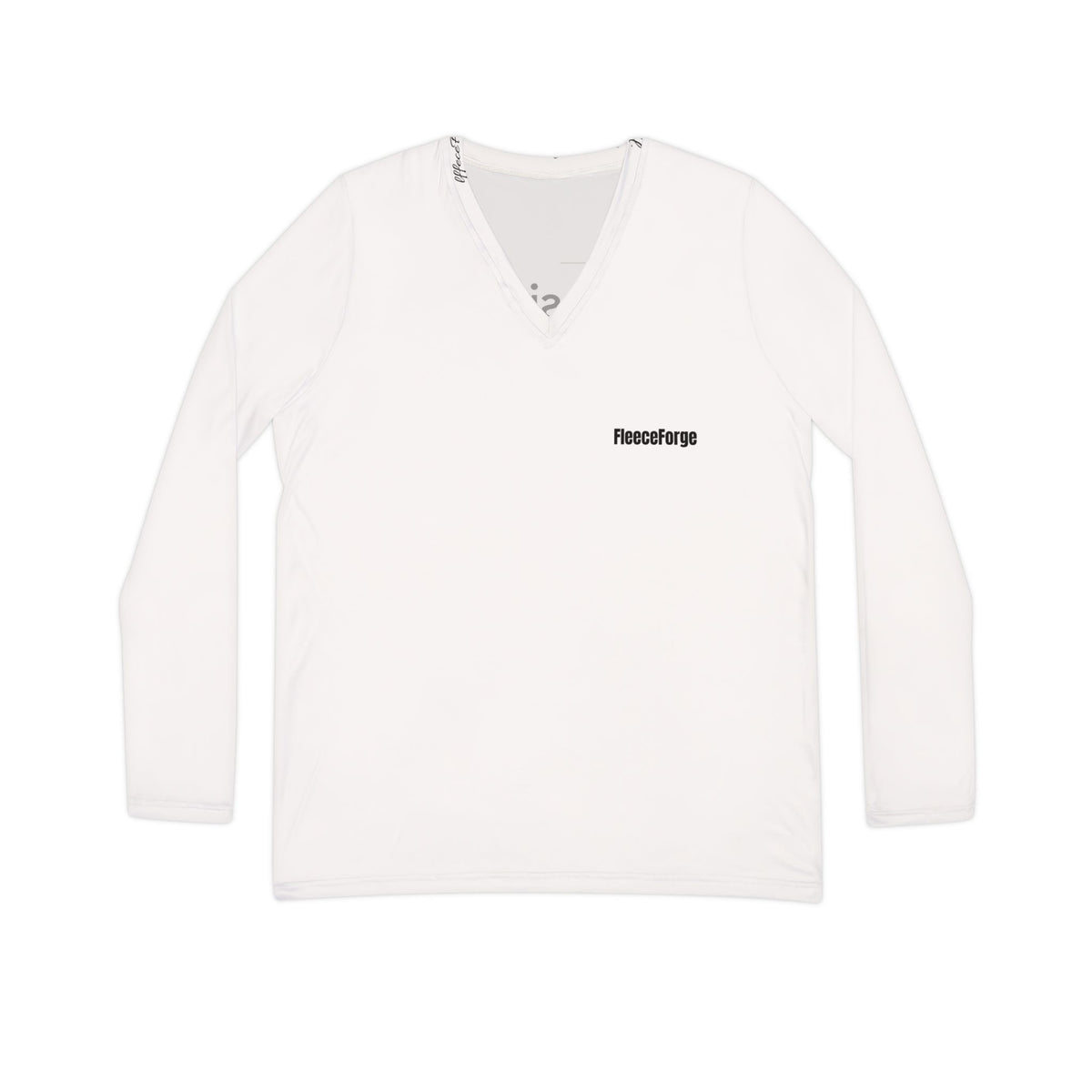 Women’s V-Neck Long Sleeve Shirt – Minimal ‘Fineartorg’ Front, ‘design for you’ Back
