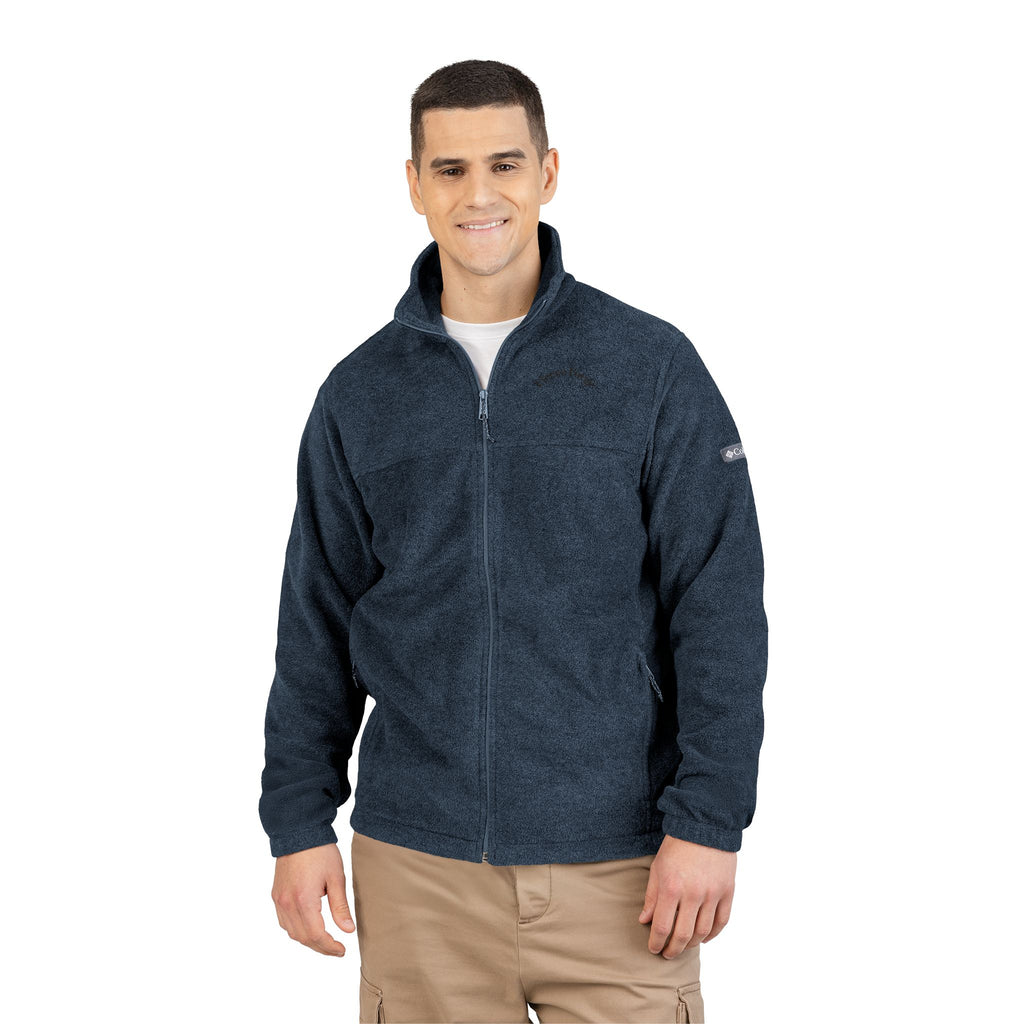 Embroidered Columbia Fleece Jacket — Classic Charcoal Zip-Up
