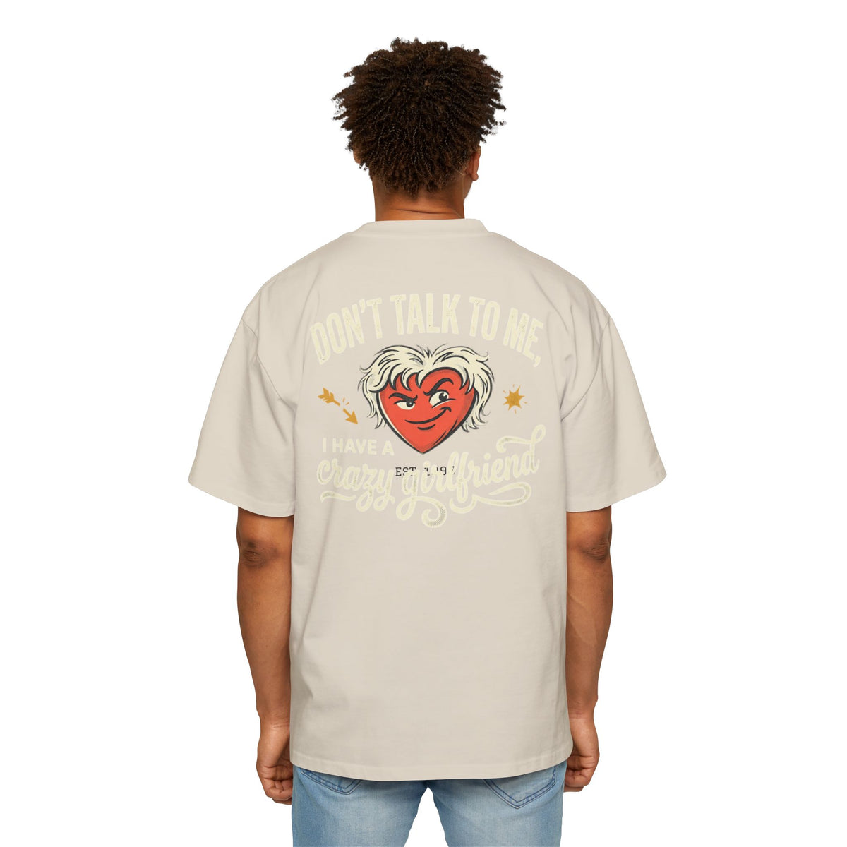 Oversized Tee — "Don't Talk To Me, Cupid's Off Duty" Graphic Shirt