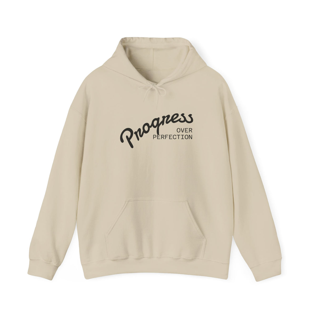 Progress Over Perfection Hoodie — Motivational Graphic Hooded Sweatshirt