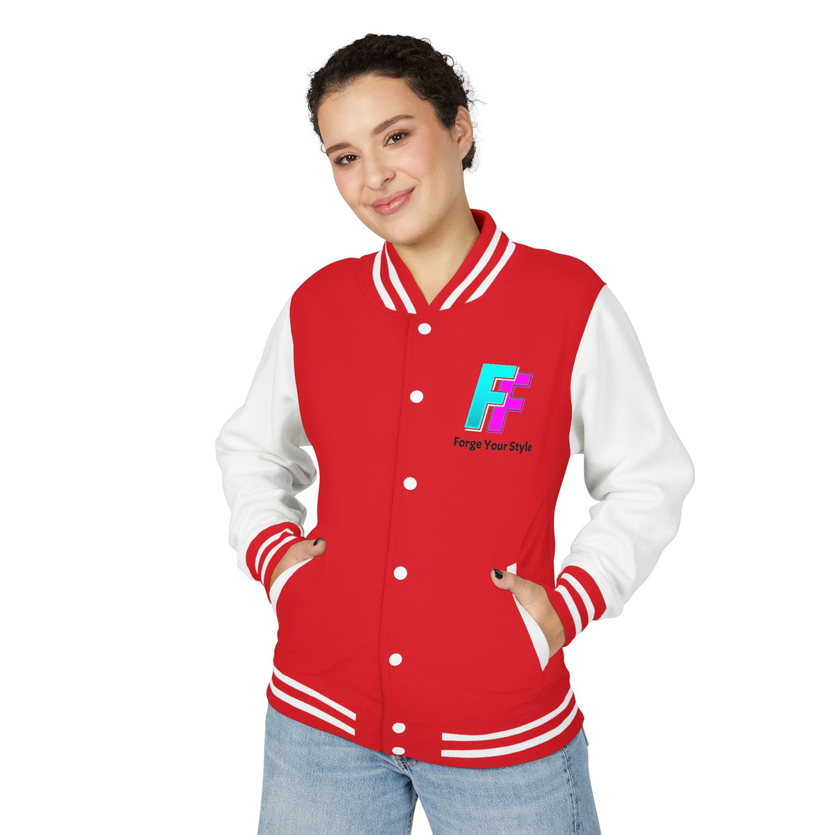 Letterman Jacket — 'Fleece Forge' Red & White Varsity Jacket