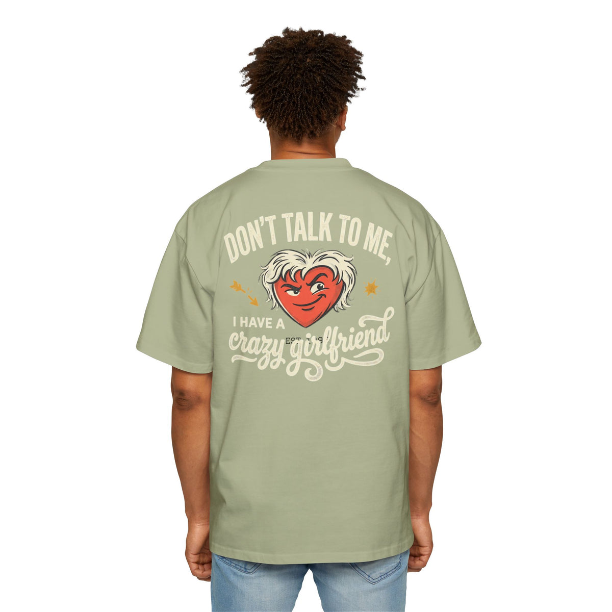 Oversized Tee — "Don't Talk To Me, Cupid's Off Duty" Graphic Shirt