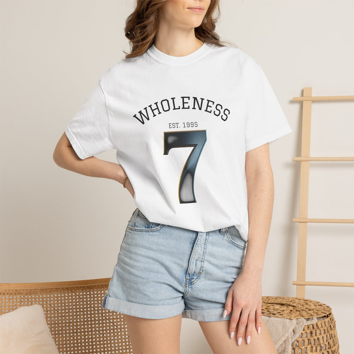 Wholeness 7 Graphic T‑Shirt — Vintage Athletic Number Tee