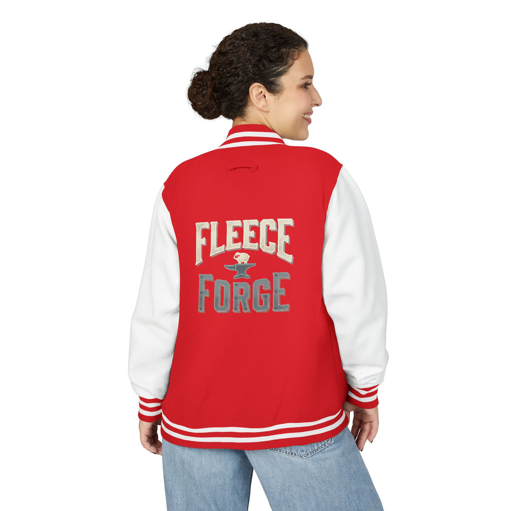 Letterman Jacket — 'Fleece Forge' Red & White Varsity Jacket