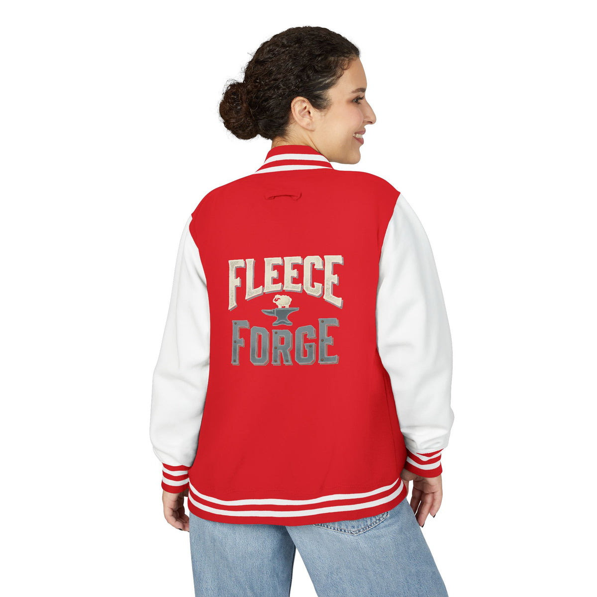 Letterman Jacket — 'Fleece Forge' Red & White Varsity Jacket