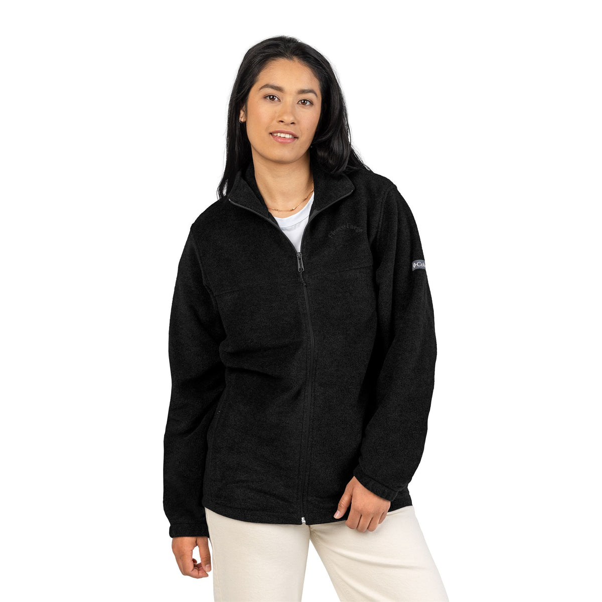 Embroidered Columbia Fleece Jacket — Classic Charcoal Zip-Up