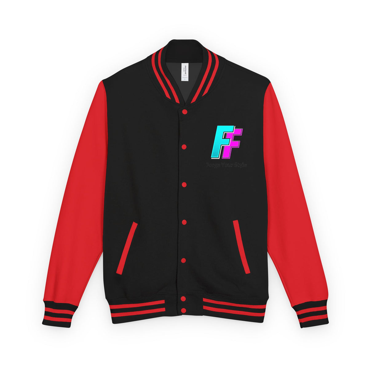 Letterman Jacket — 'Fleece Forge' Red & White Varsity Jacket