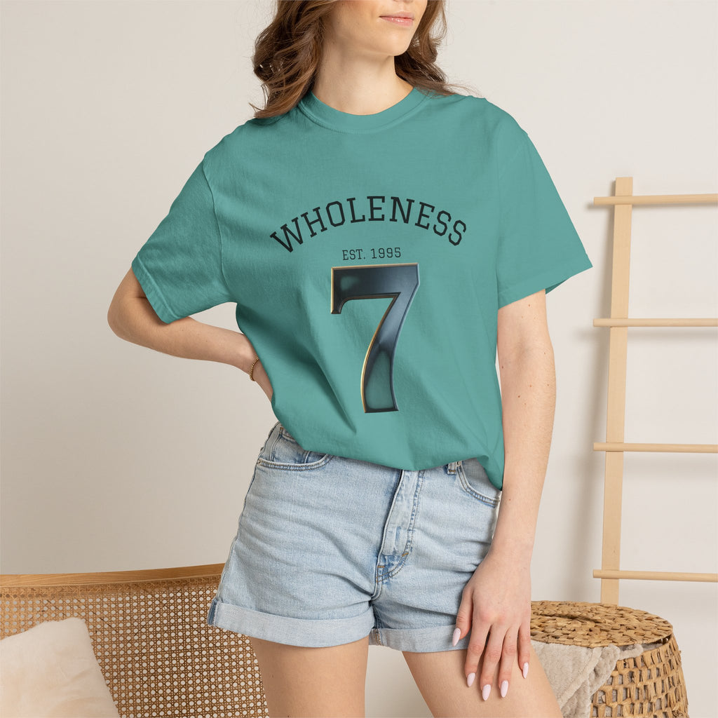 Wholeness 7 Graphic T‑Shirt — Vintage Athletic Number Tee