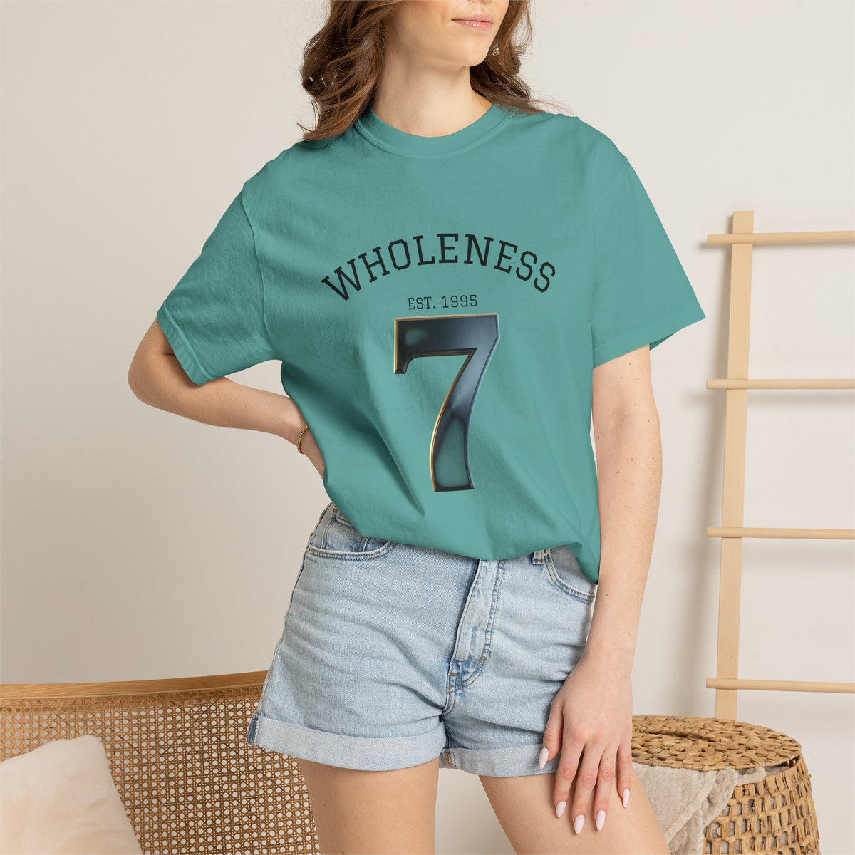 Wholeness 7 Graphic T‑Shirt — Vintage Athletic Number Tee