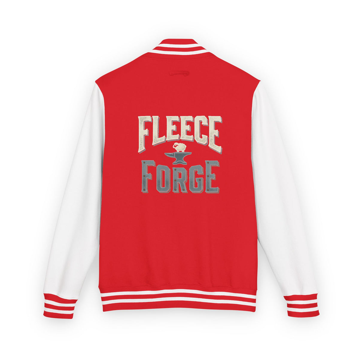 Letterman Jacket — 'Fleece Forge' Red & White Varsity Jacket