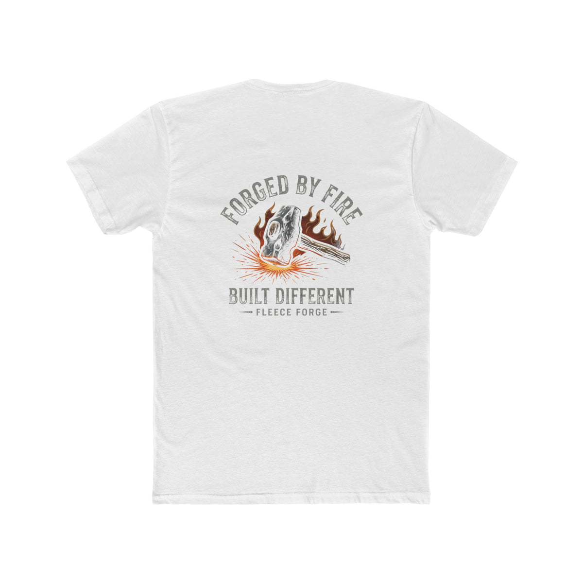 Forged By Fire Crew Tee — "Built Different" Chest & Back Graphic Tee