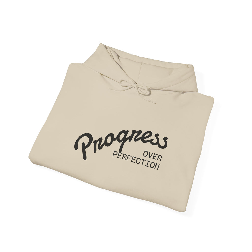 Progress Over Perfection Hoodie — Motivational Graphic Hooded Sweatshirt
